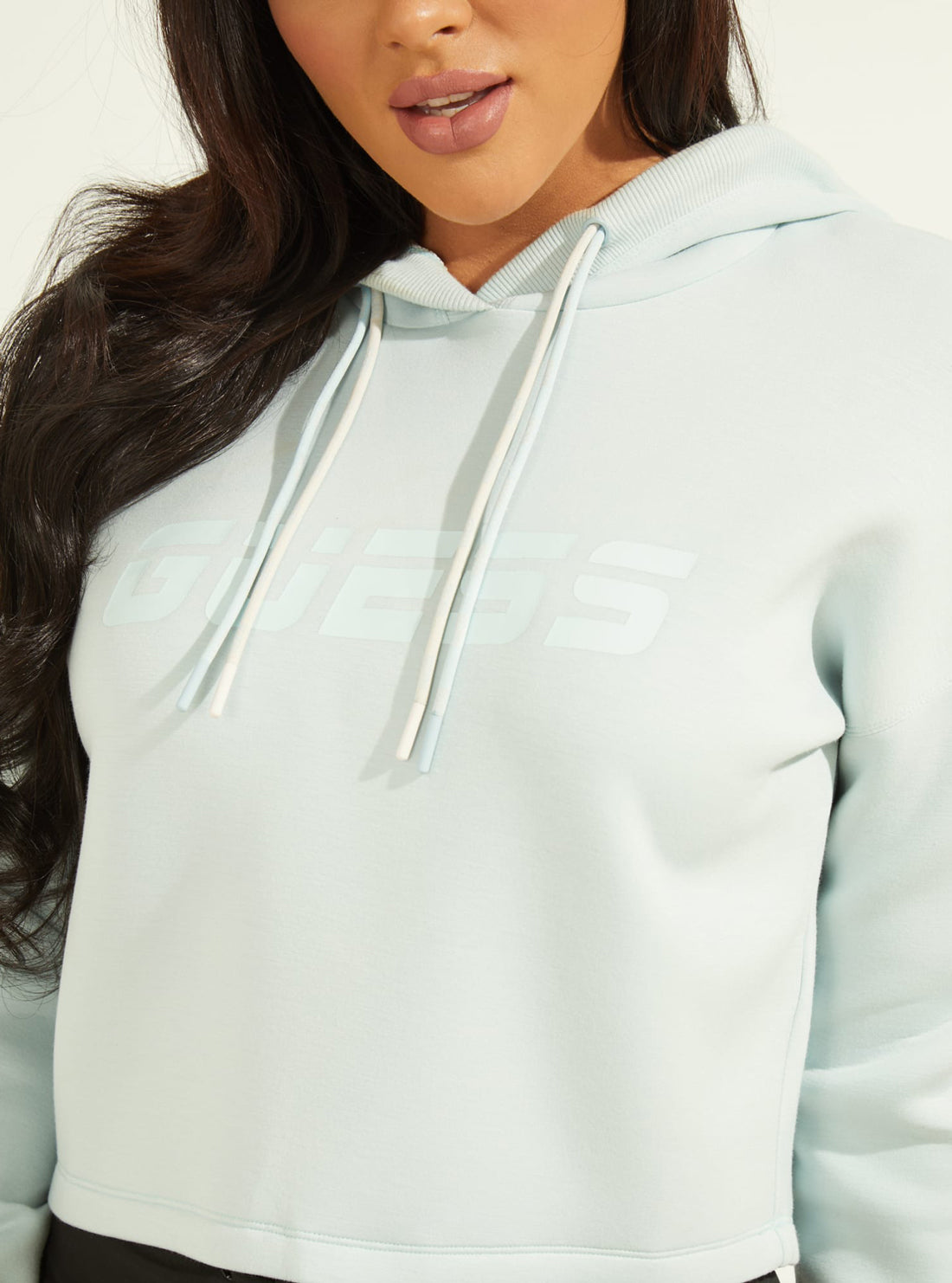GUESS Womens  Blue Allie Active Double Drawstring Hoodie Jumper O1GA48KAMN2 Detail View