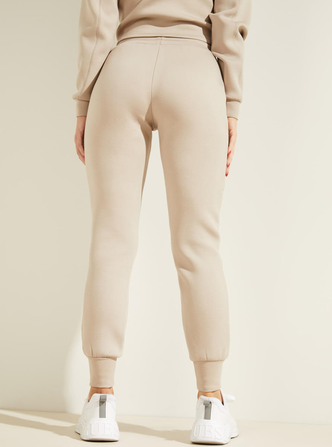 GUESS Womens  Beige Allie Active Scuba Logo Tape Jogger Pants O1GA49KAMN2 Back View