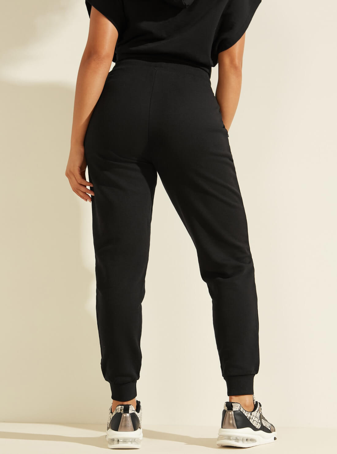 GUESS Womens  Black Allie Active Scuba Logo Tape Jogger Pants O1GA49KAMN2 Back View