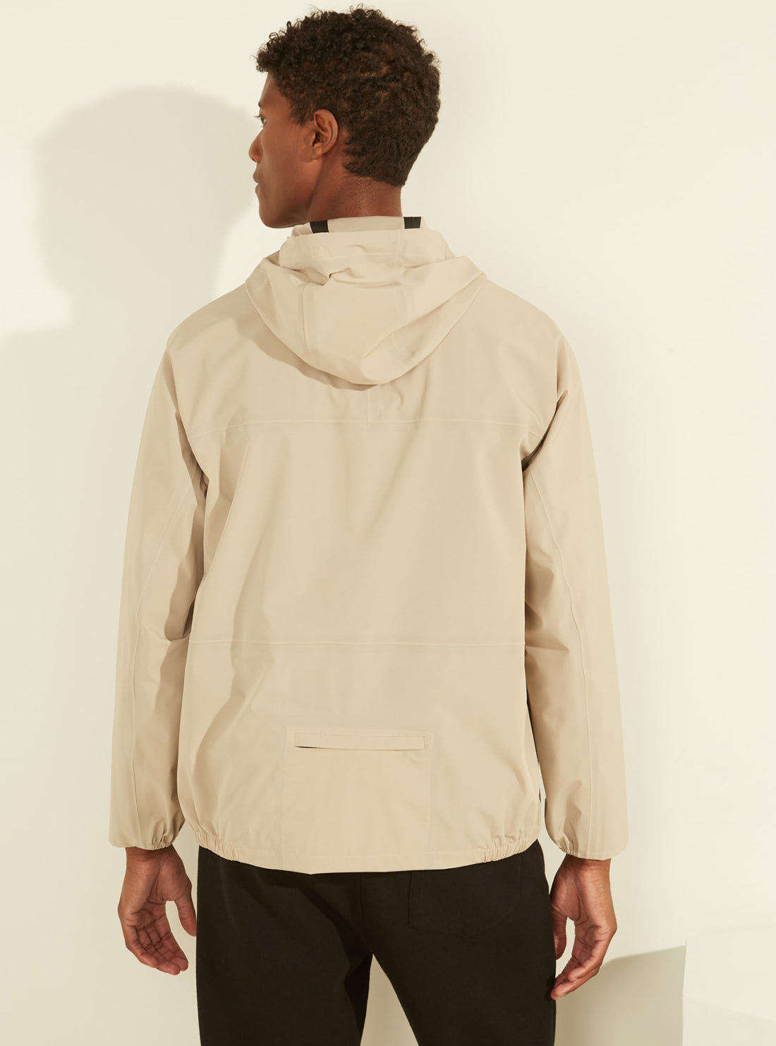 GUESS Mens Cream Alton Hoodie Zip-Up Jacket U1GA31WDFM0 Back View
