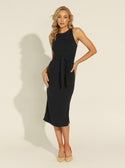 GUESS Womens Black Annmari Midi Dress W1YK98KAQL0 Front View
