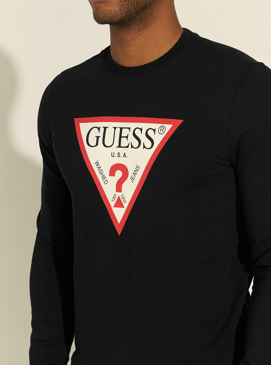 GUESS Mens Black Audley Fleece Jumper M1RQ37K6ZS1 Detail View