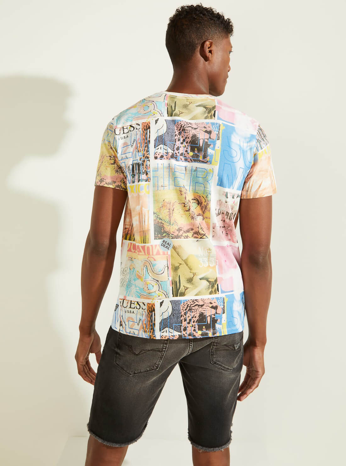 GUESS Mens White Graphic Baja California T-Shirt MBGI18R8FY9 Back View