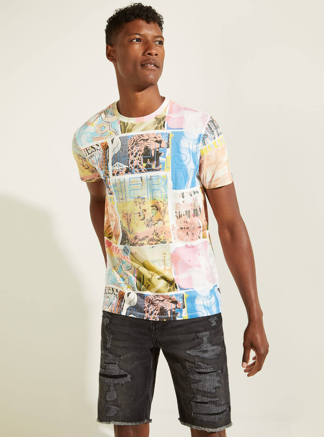 GUESS Mens White Graphic Baja California T-Shirt MBGI18R8FY9 Full View