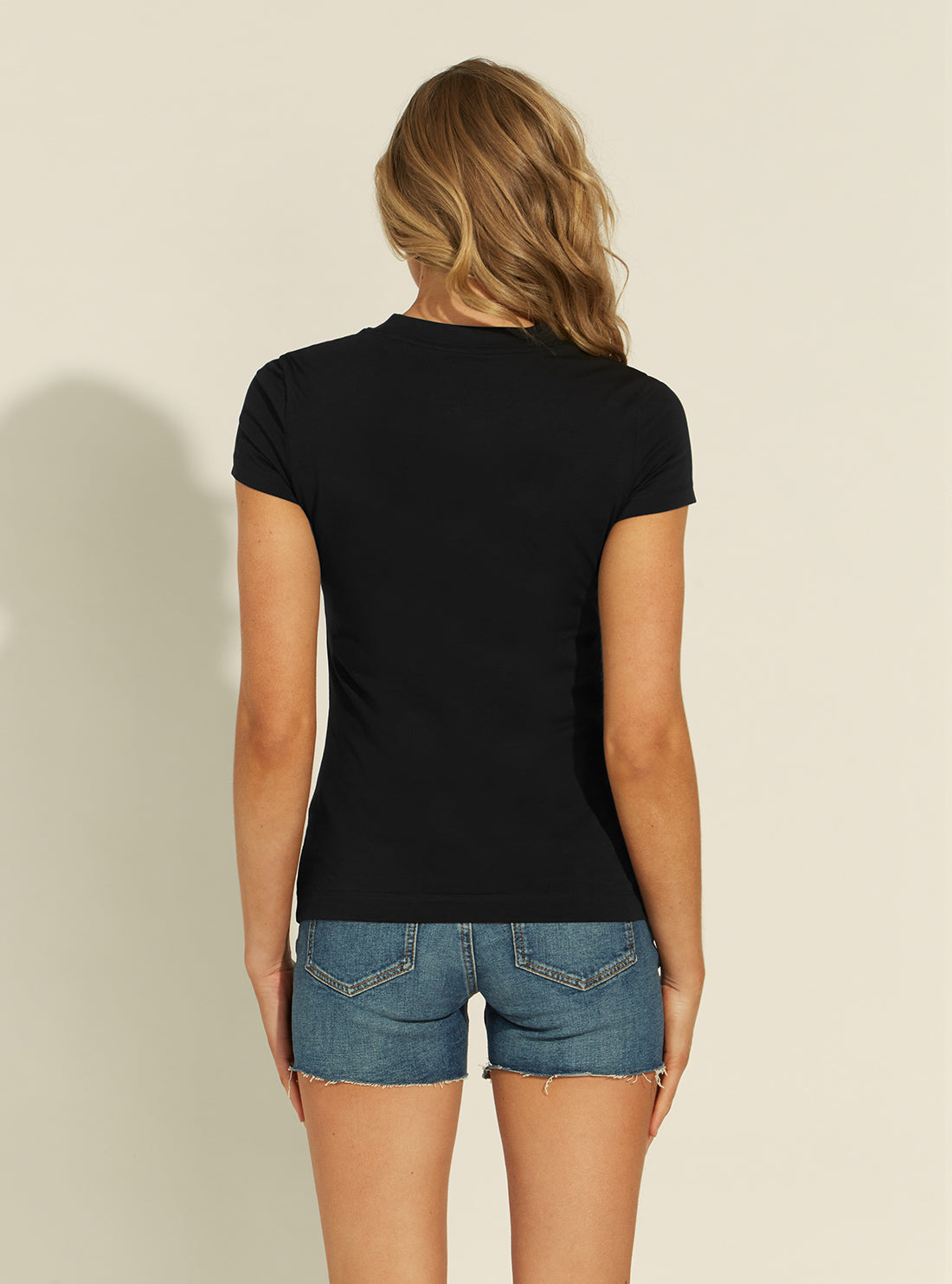 GUESS Womens Eco Black Basic Logo T-Shirt W1YI0ZJ1311 Back View