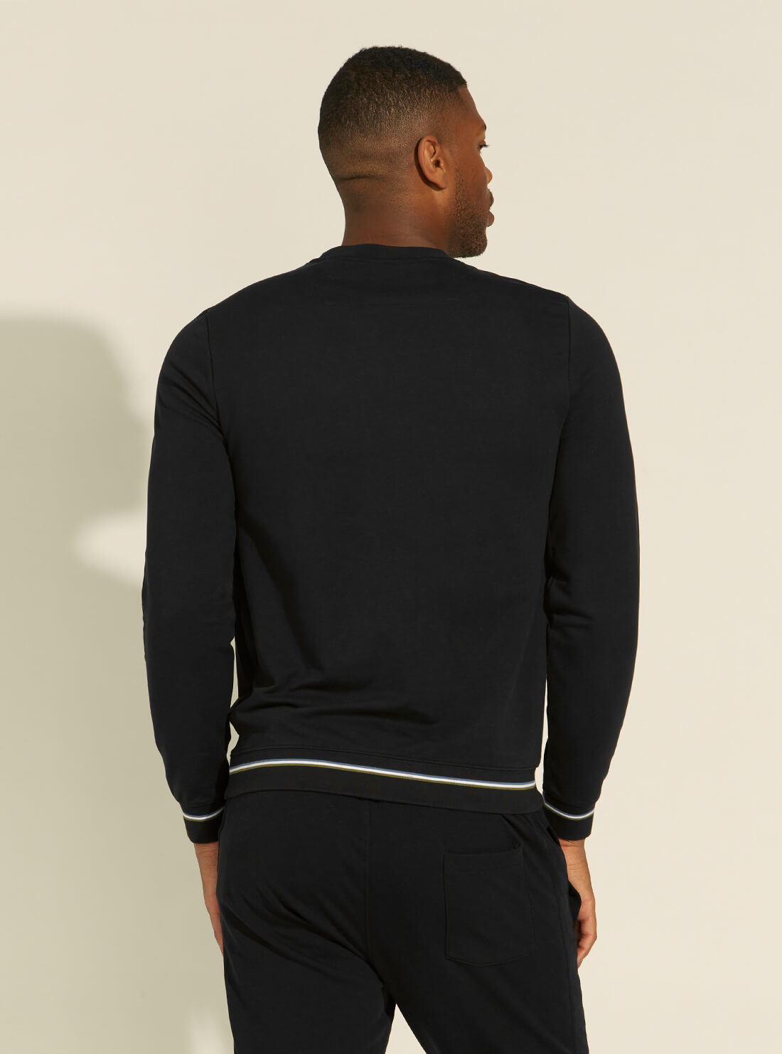 GUESS Mens Black Beau Active Fleece Sweatshirt M1YQ08K6ZS1 Back View