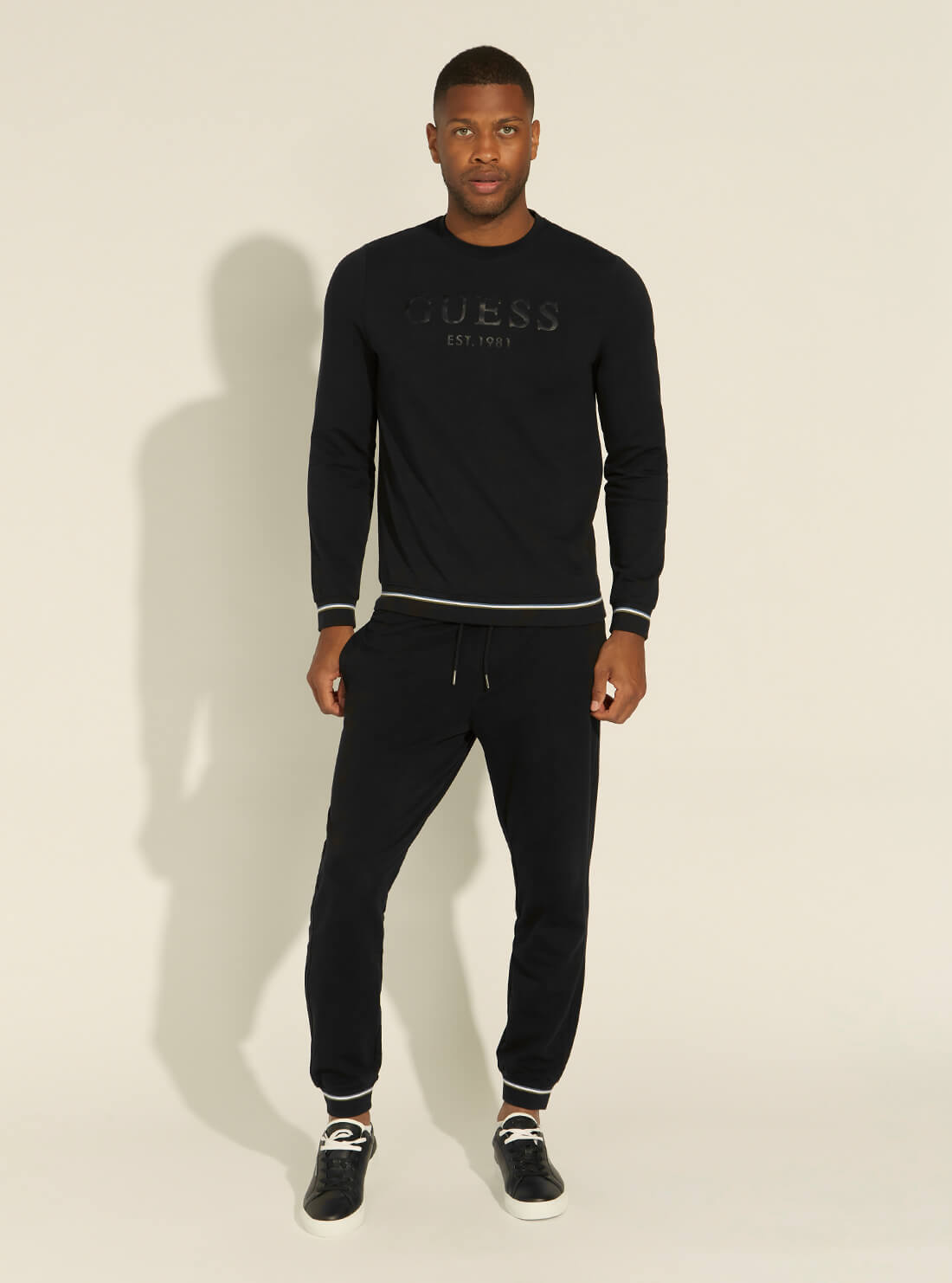 GUESS Mens Black Beau Active Fleece Sweatshirt M1YQ08K6ZS1 Full View