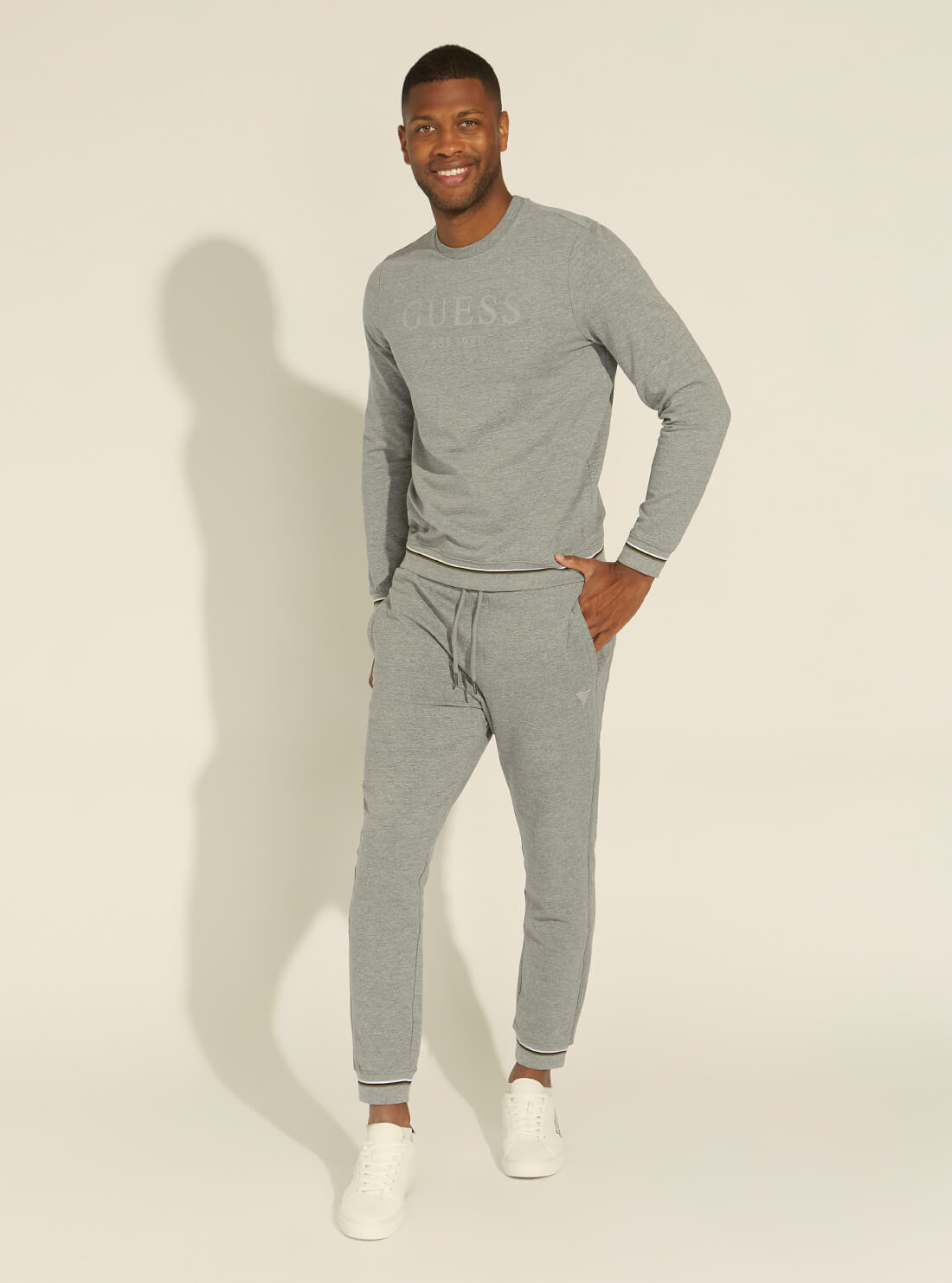 GUESS Mens Grey Beau Active Fleece Sweatshirt M1YQ08K6ZS1 Full View
