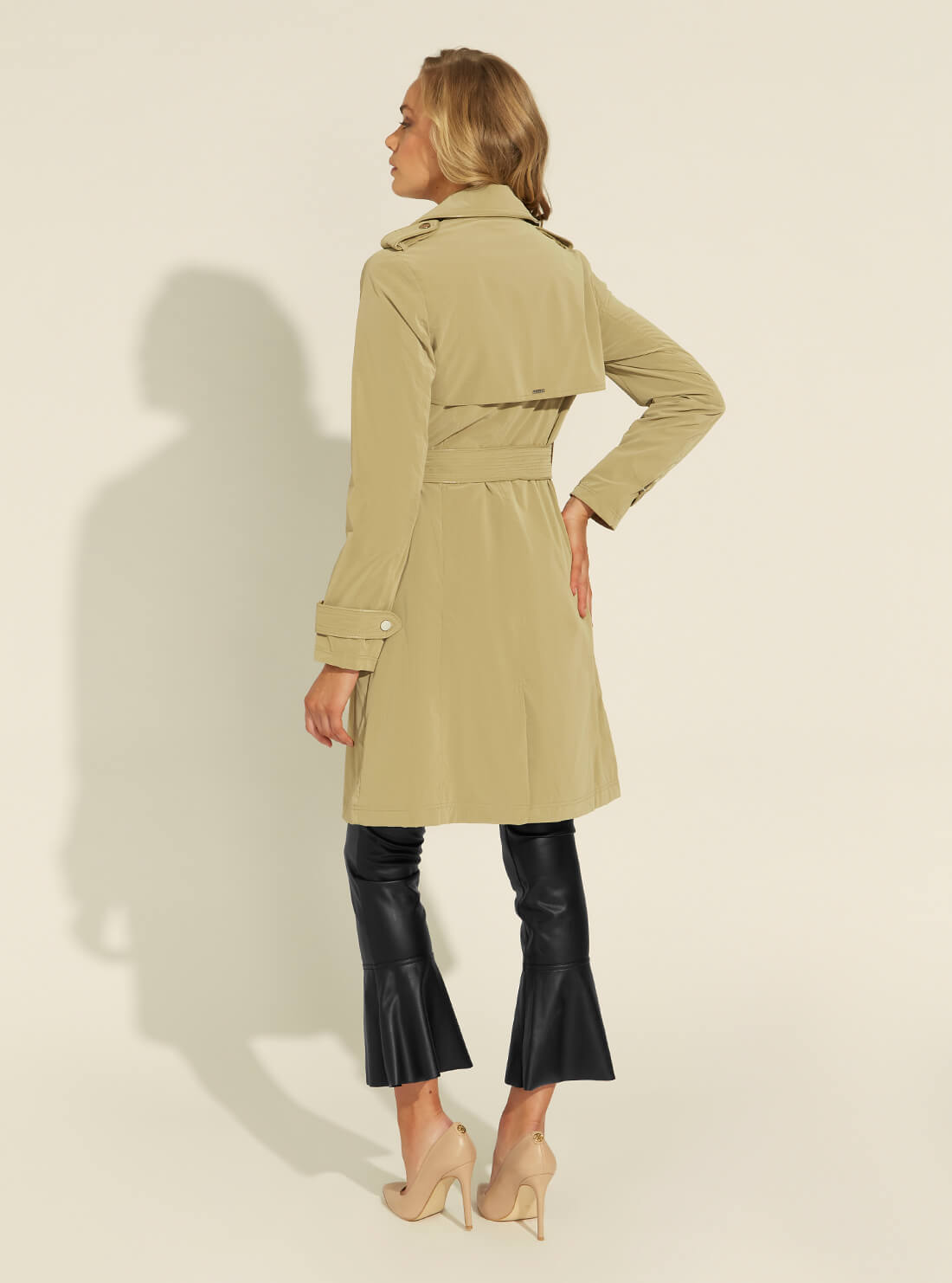 GUESS Womens Beige Susan Trench Coat W1YL49WE0B0 Back View