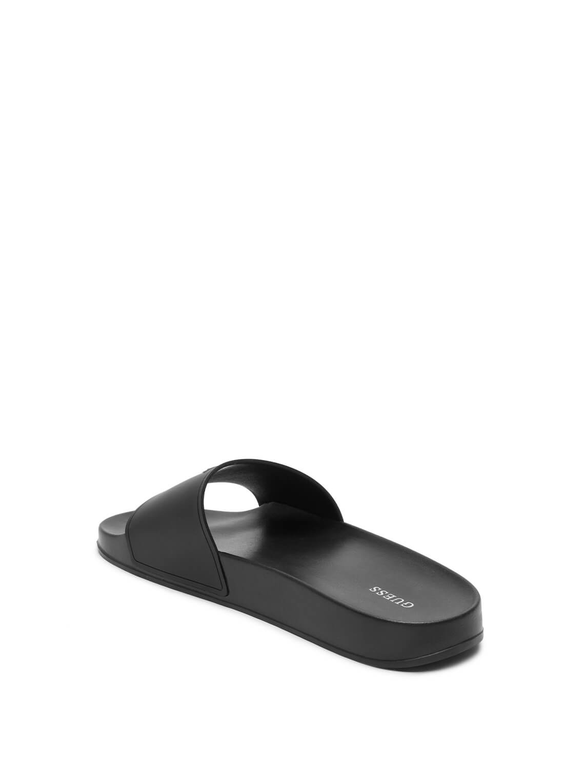 GUESS Men's Black Logo Enrick Slides ENRICK Back View
