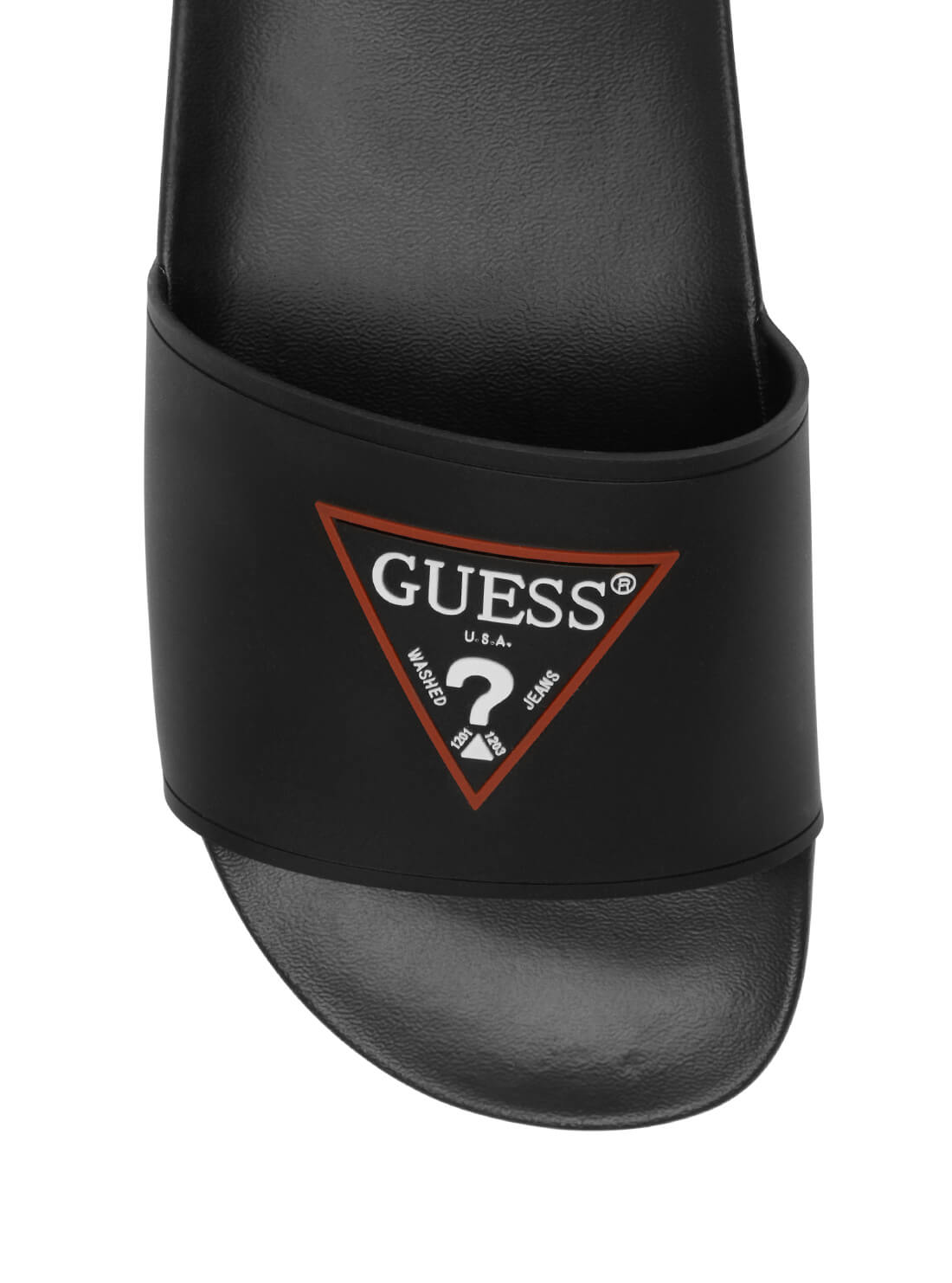 GUESS Men's Black Logo Enrick Slides ENRICK Top View
