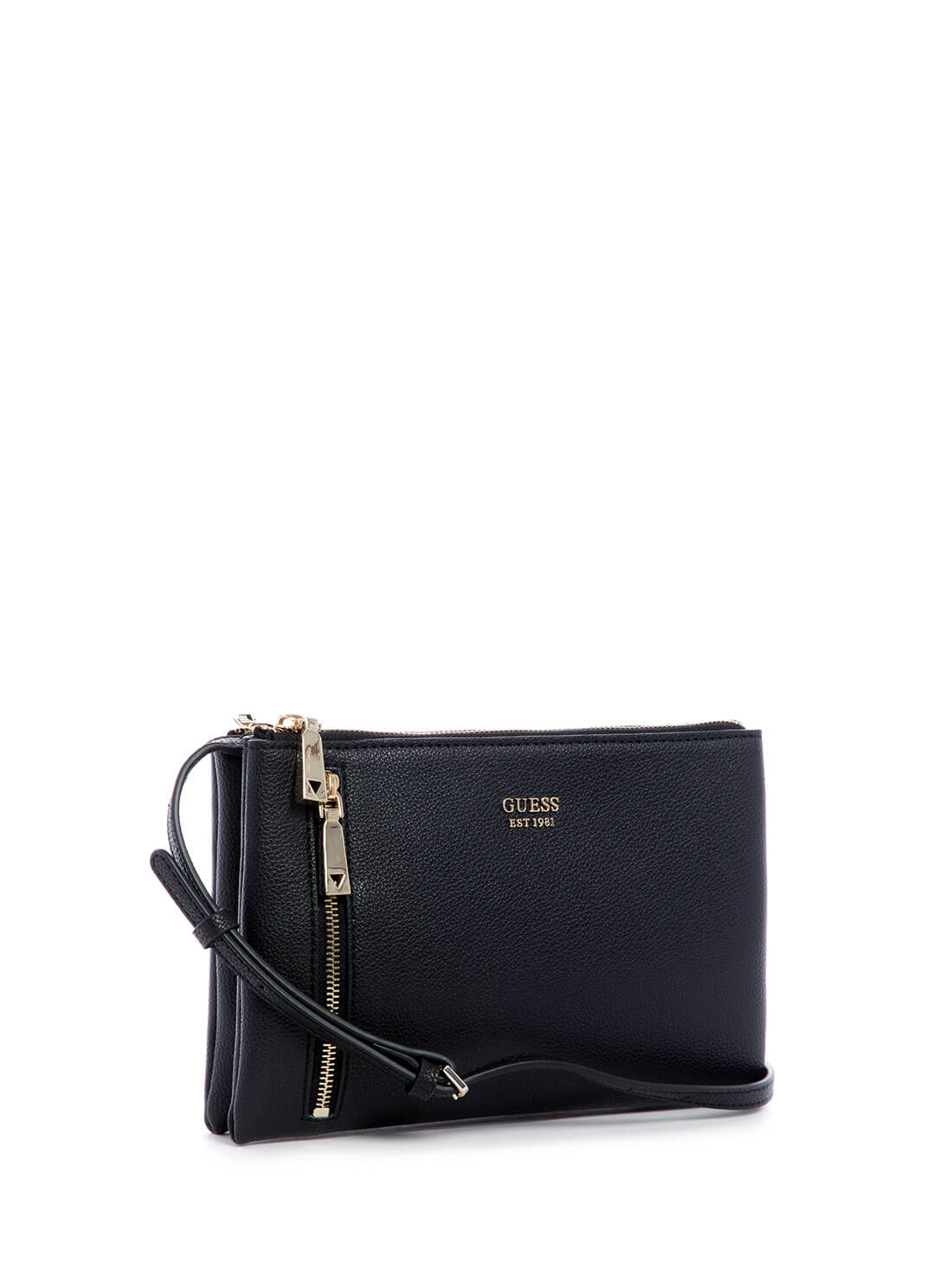 GUESS Womens Black Naya Double Zip Crossbody Bag VG788170 Side View