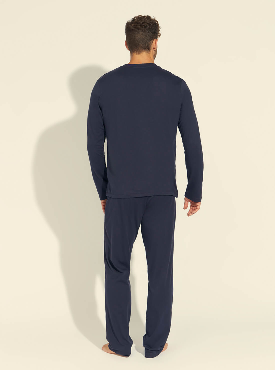 GUESS Mens Blue Derrick Jersey Pyjama 2-Piece Set U1BX00JR018 Back View