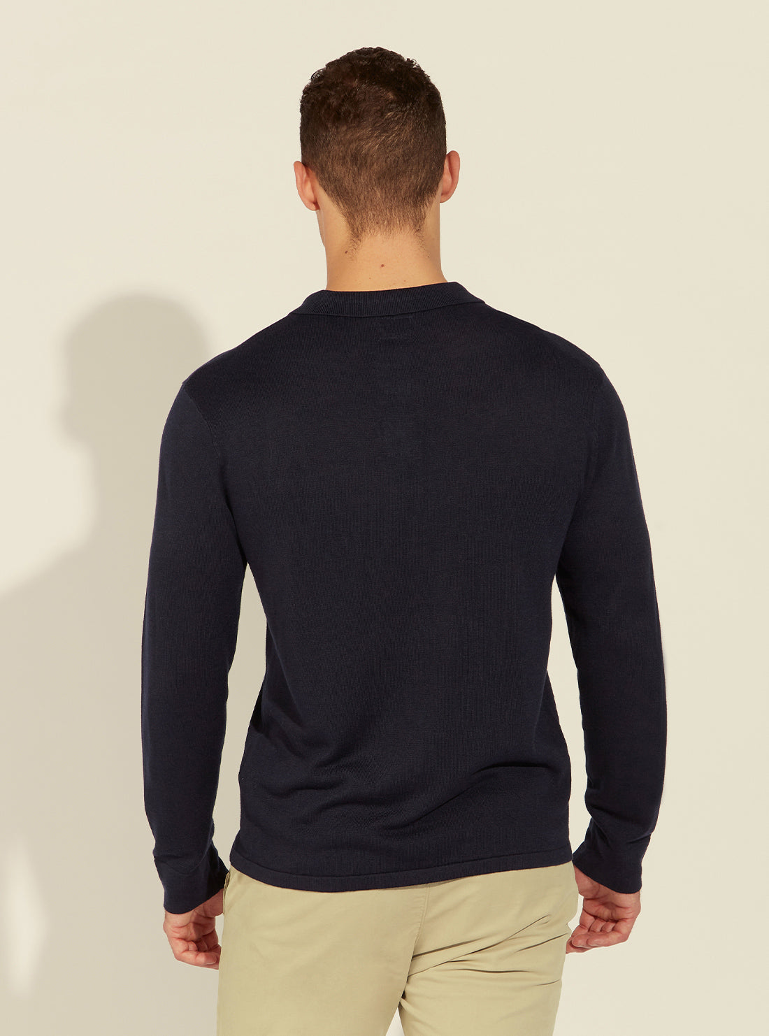 GUESS Mens Deep Navy Blue James Polo Sweatshirt M1GR05R2UO2 Back View