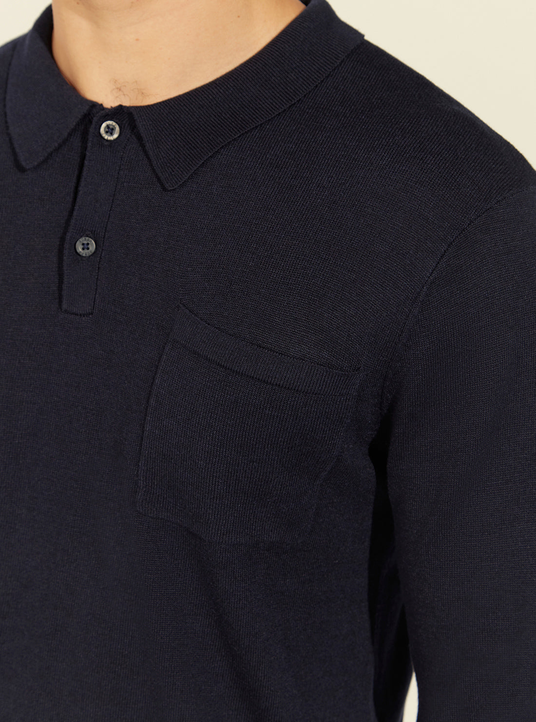 GUESS Mens Deep Navy Blue James Polo Sweatshirt M1GR05R2UO2 Detail View