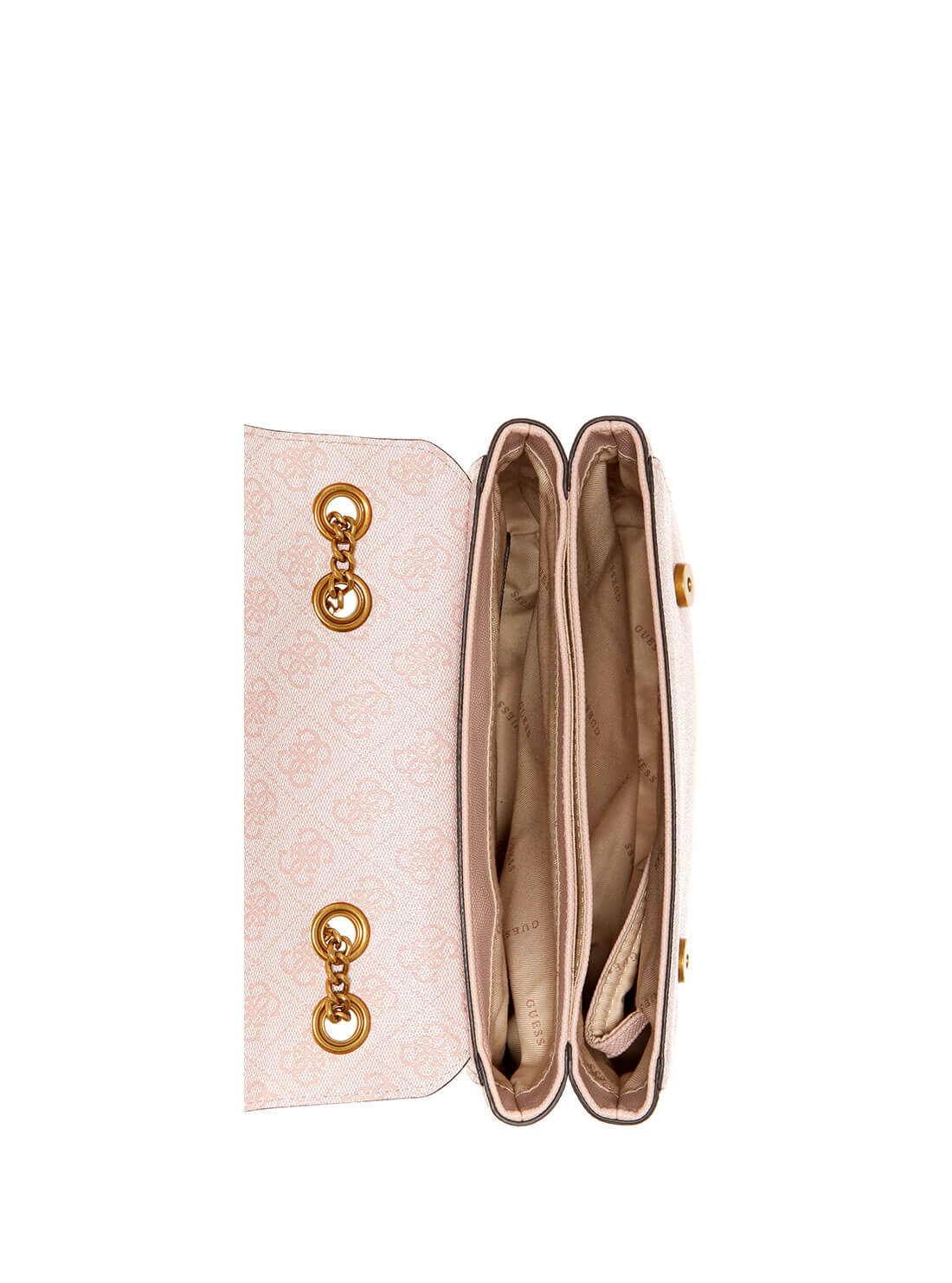 GUESS Women's Blush Pink Cordelia Logo Convertible Crossbody Bag BB837721 Inside View