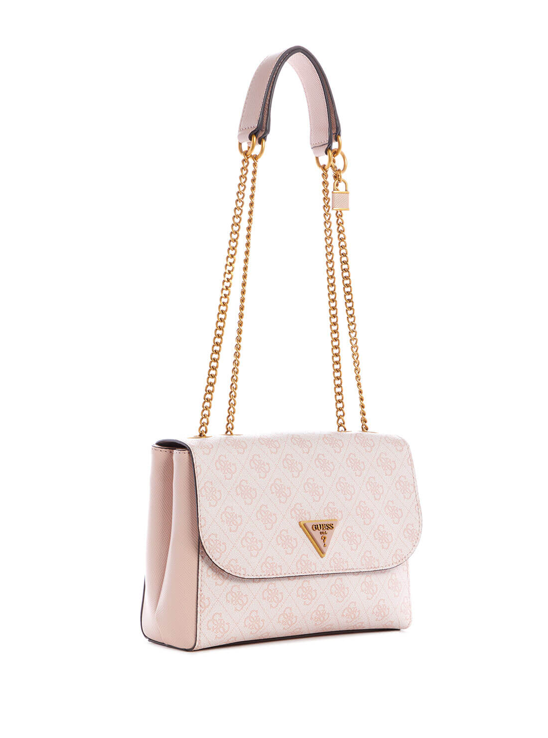 GUESS Women's Blush Pink Cordelia Logo Convertible Crossbody Bag BB837721 Front Side View
