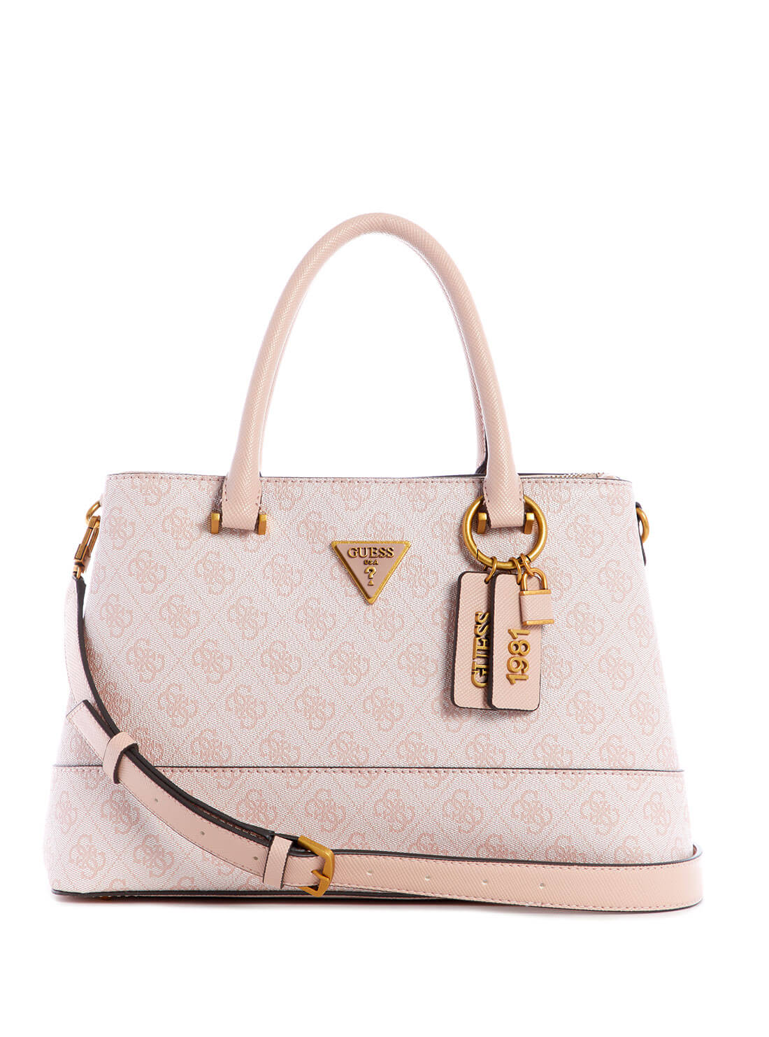 GUESS Women's Blush Pink Cordelia Logo Luxury Satchel BB837706 Front View