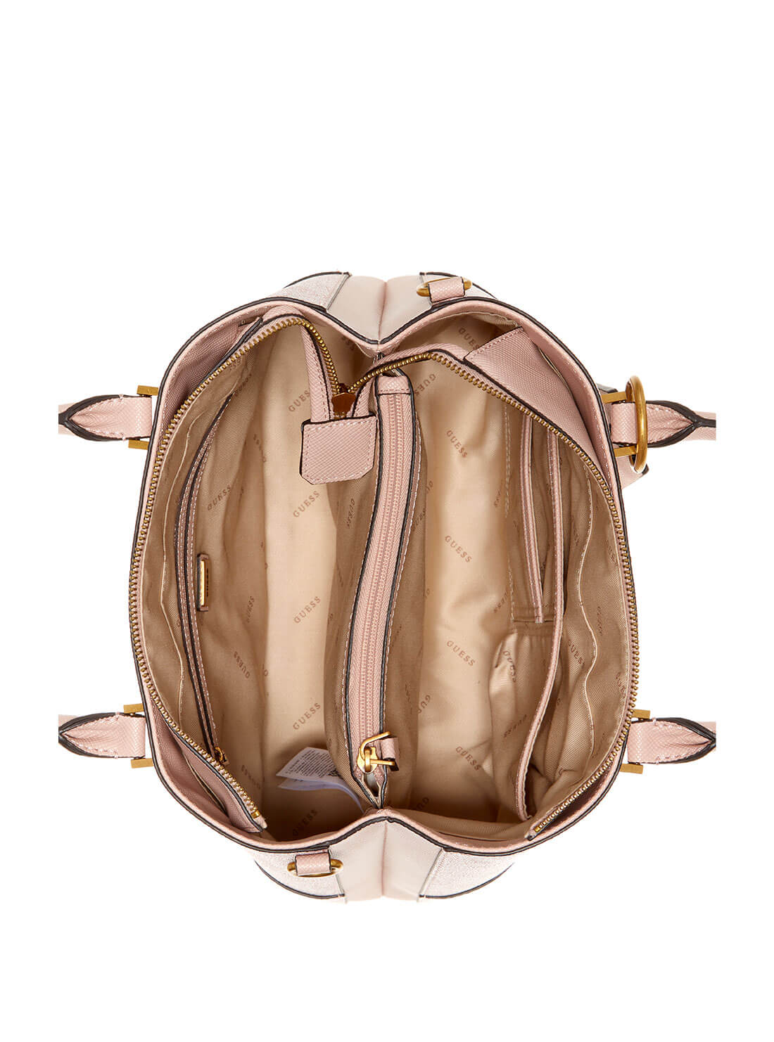 GUESS Women's Blush Pink Cordelia Logo Luxury Satchel BB837706 Inside View