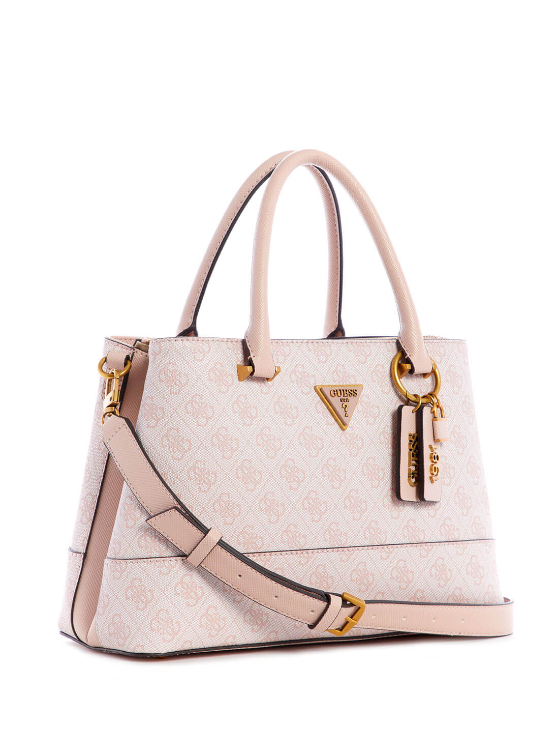 GUESS Women's Blush Pink Cordelia Logo Luxury Satchel BB837706 Front Side View