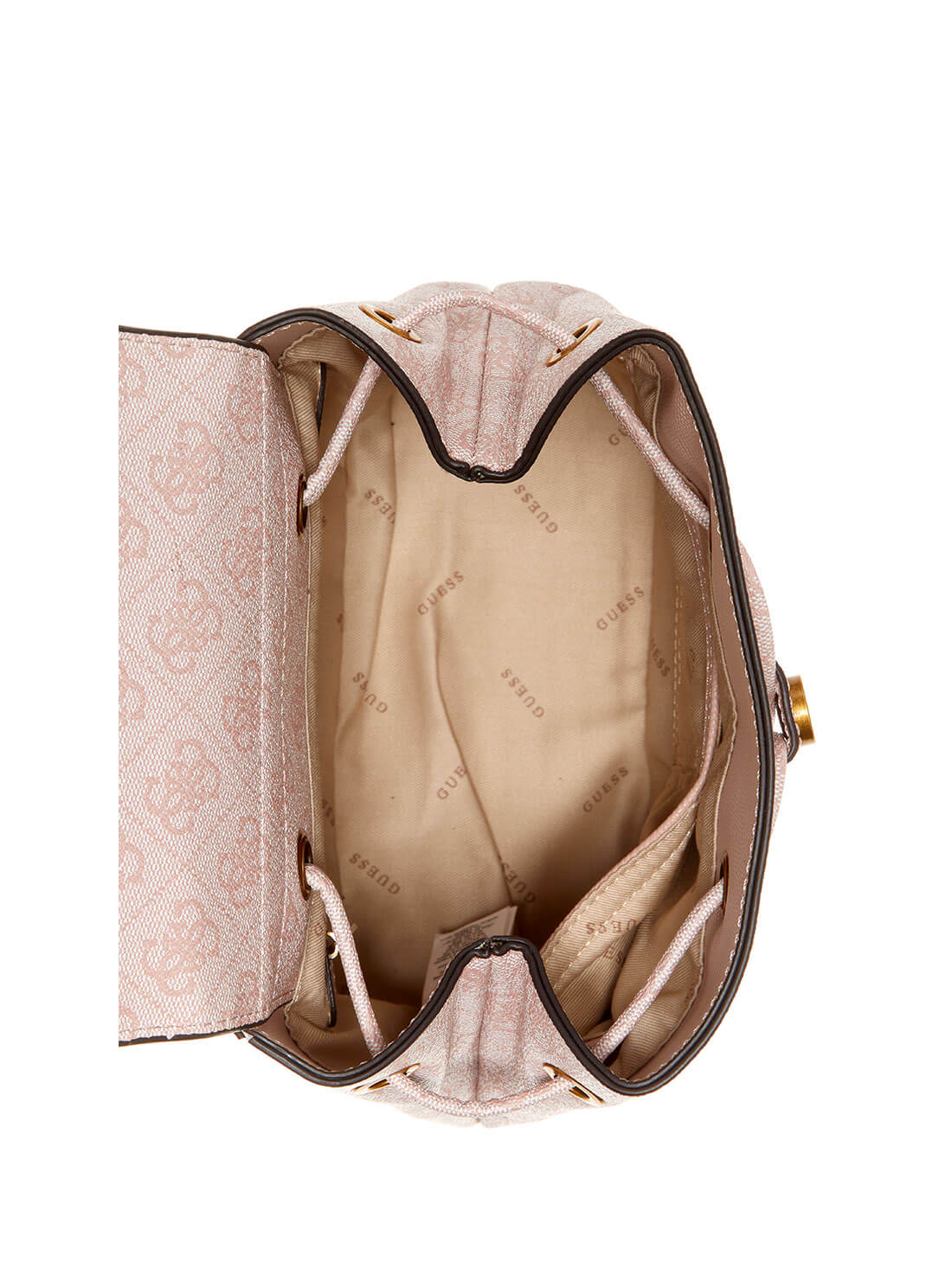 GUESS Women's Blush Pink Cordelia Logo Backpack BB837731 Inside View