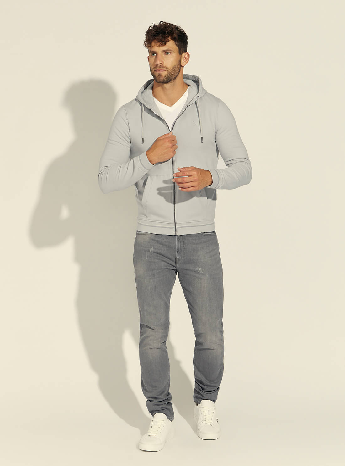 GUESS Mens Grey Brooks Fleece Jacket M1BQ48K7ON1 Full View
