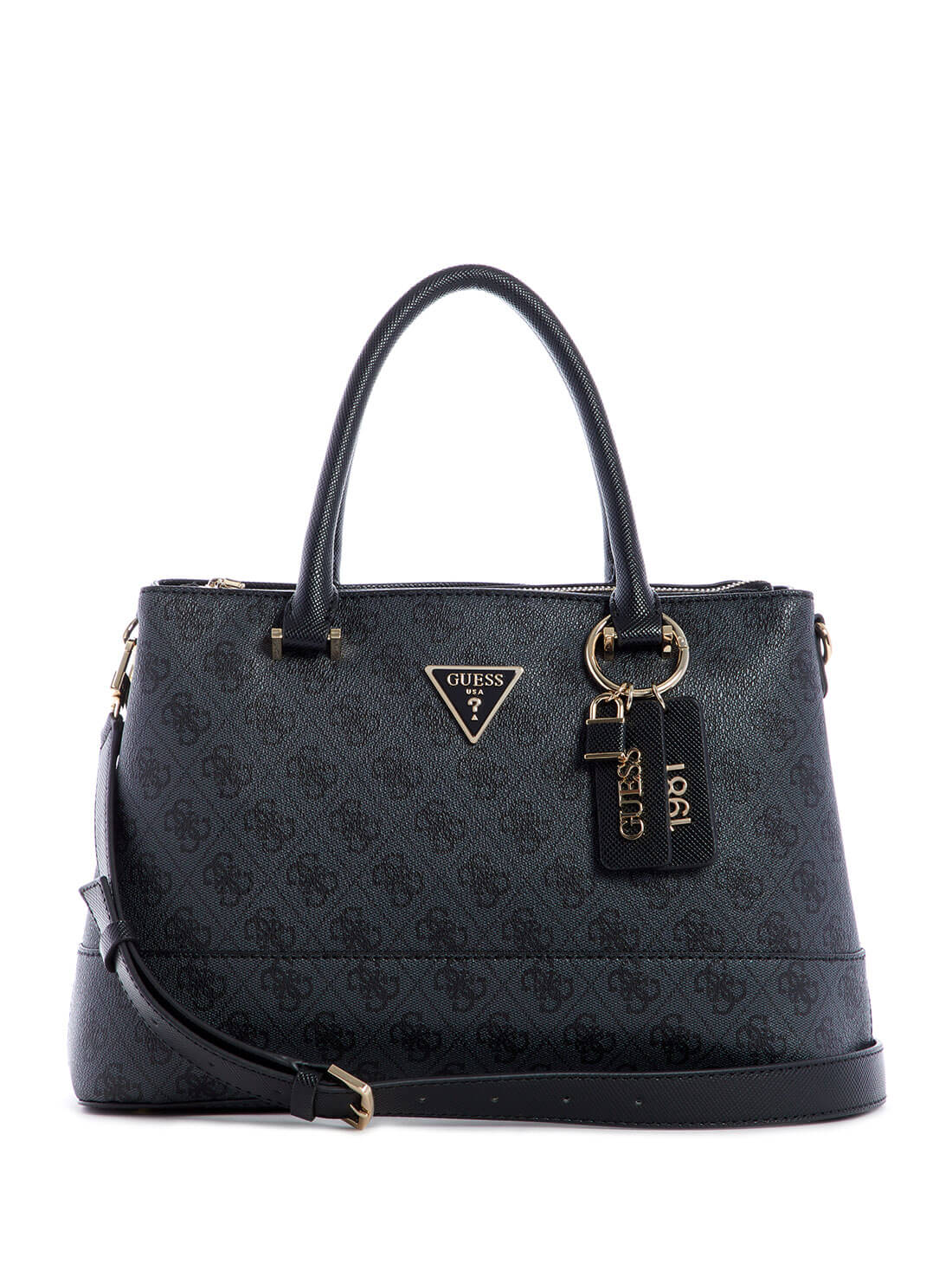 GUESS Women's Black Cordelia Logo Luxury Satchel BG837706 Front View