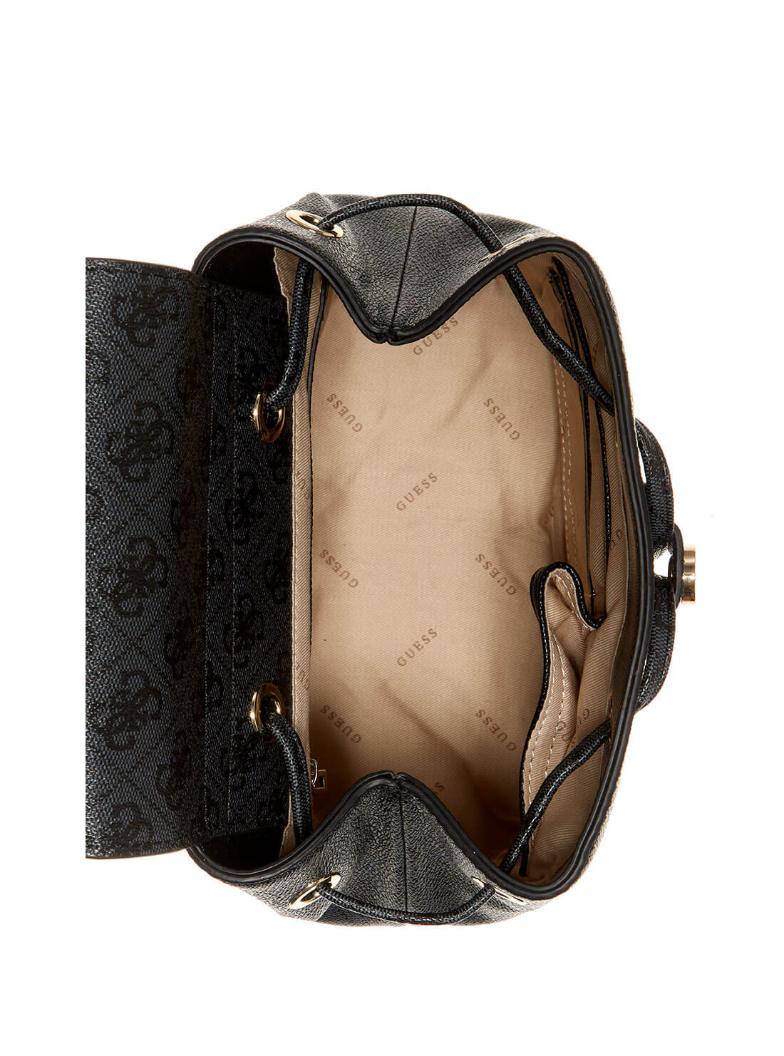 GUESS Women's Black Cordelia Logo Backpack BG837731 Inside View