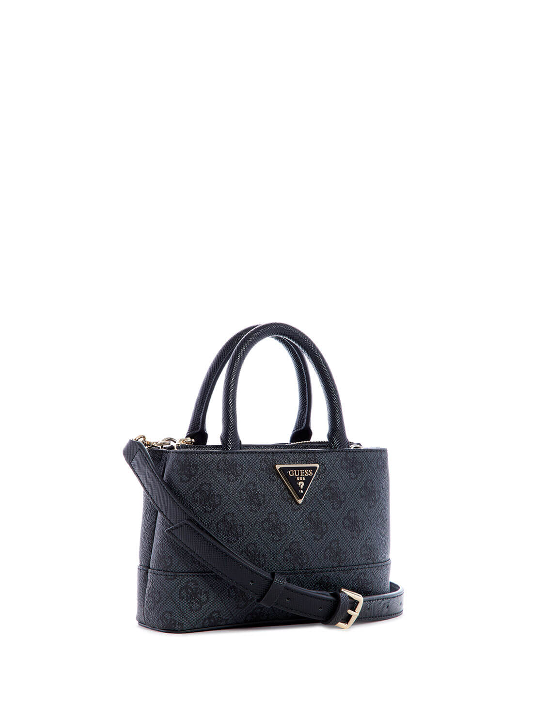 GUESS Women's Black Quattro G Logo Cordelia Mini Satchel BG837777 Front Side View