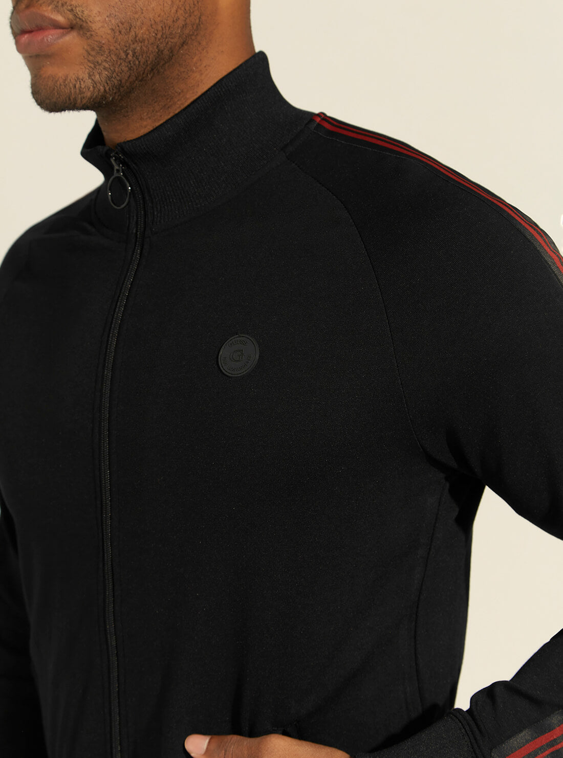GUESS Mens Black Colorado Active Track Jacket U1GA40RAJW0 Detail View