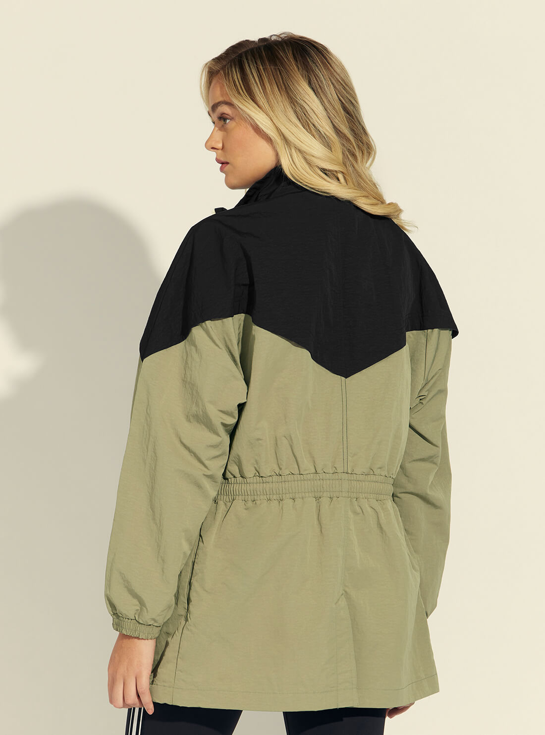 GUESS Womens  Green Colour Block Cara Active Windbreaker Jacket O1BA65WO066 Back View