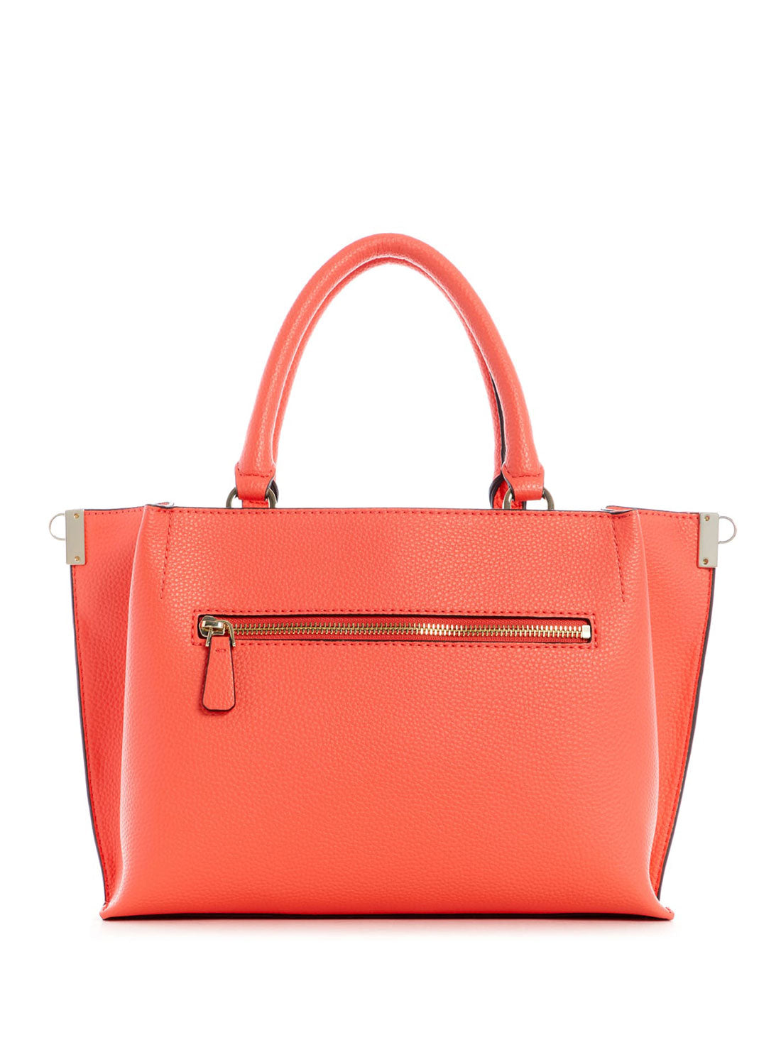 GUESS Womens Coral Orange Albury Girlfriend Satchel VG813105 Back View