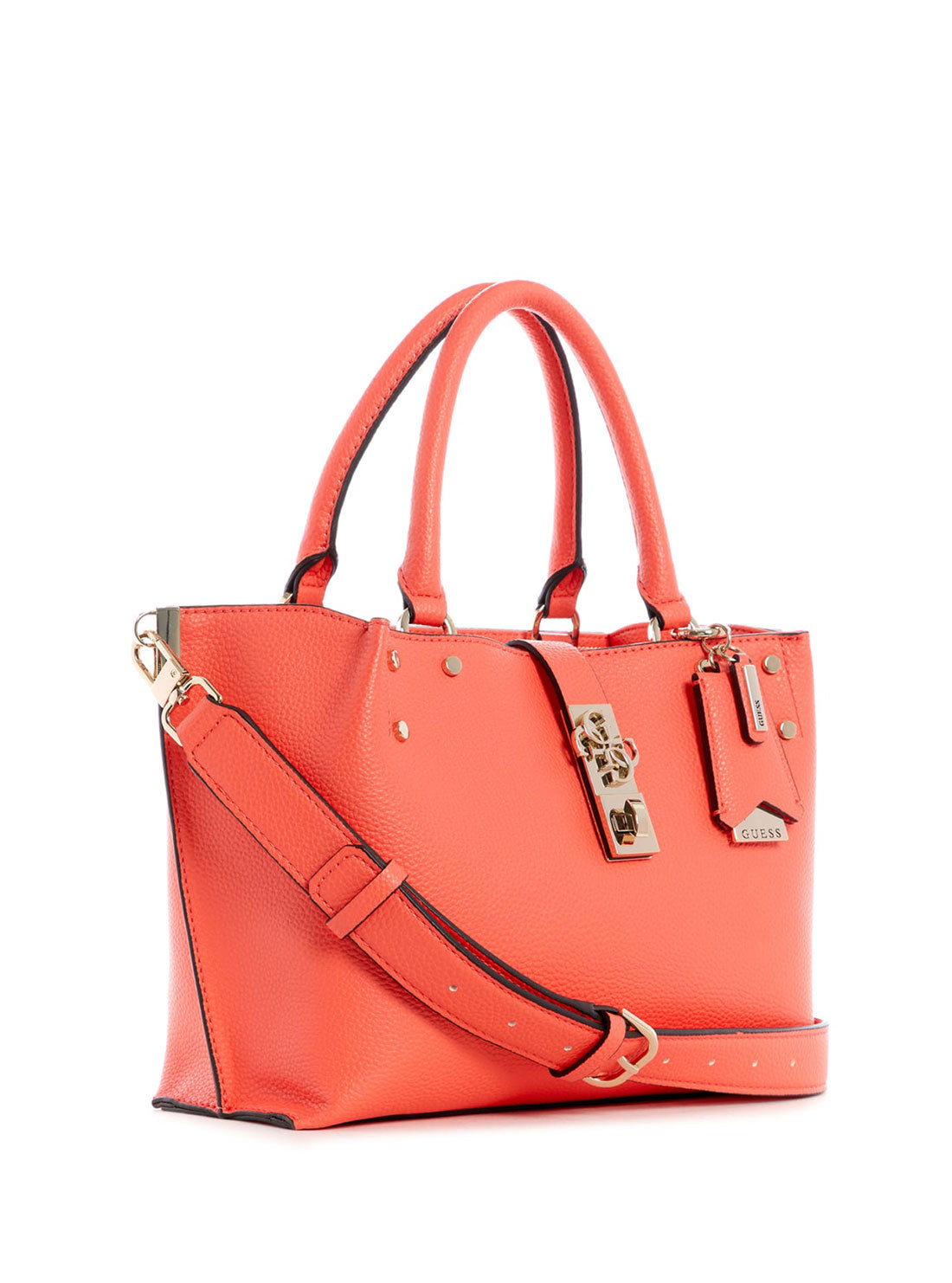 GUESS Womens Coral Orange Albury Girlfriend Satchel VG813105 Side View