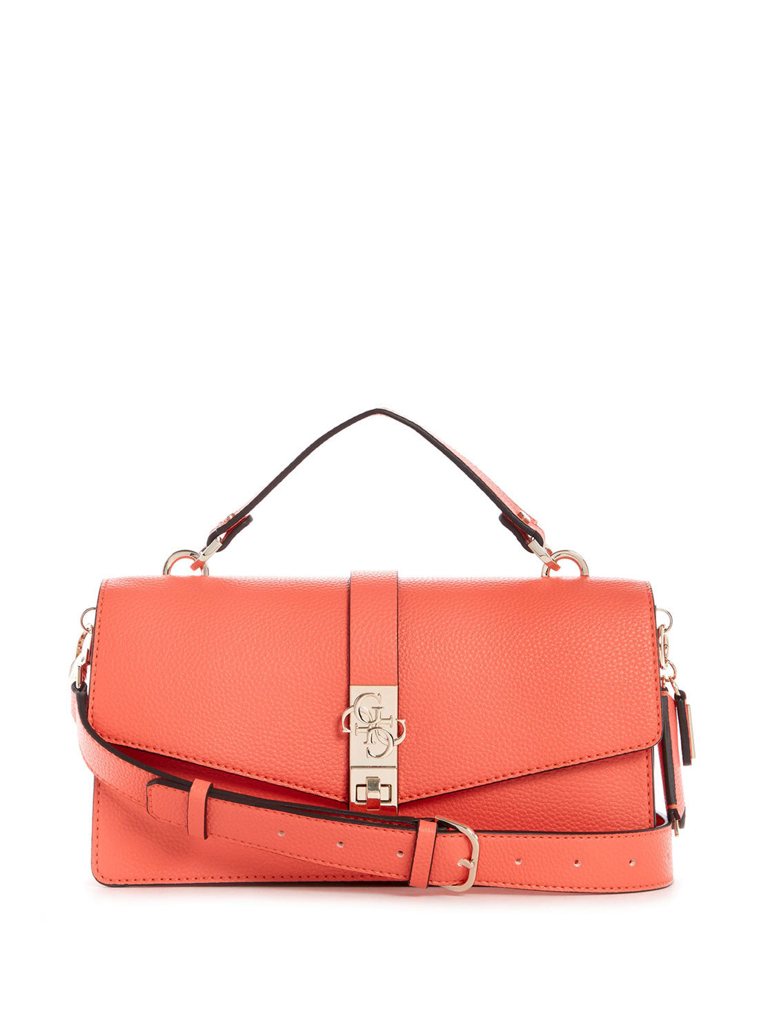 GUESS Womens Coral Orange Albury Crossbody Bag VG813121 Front View