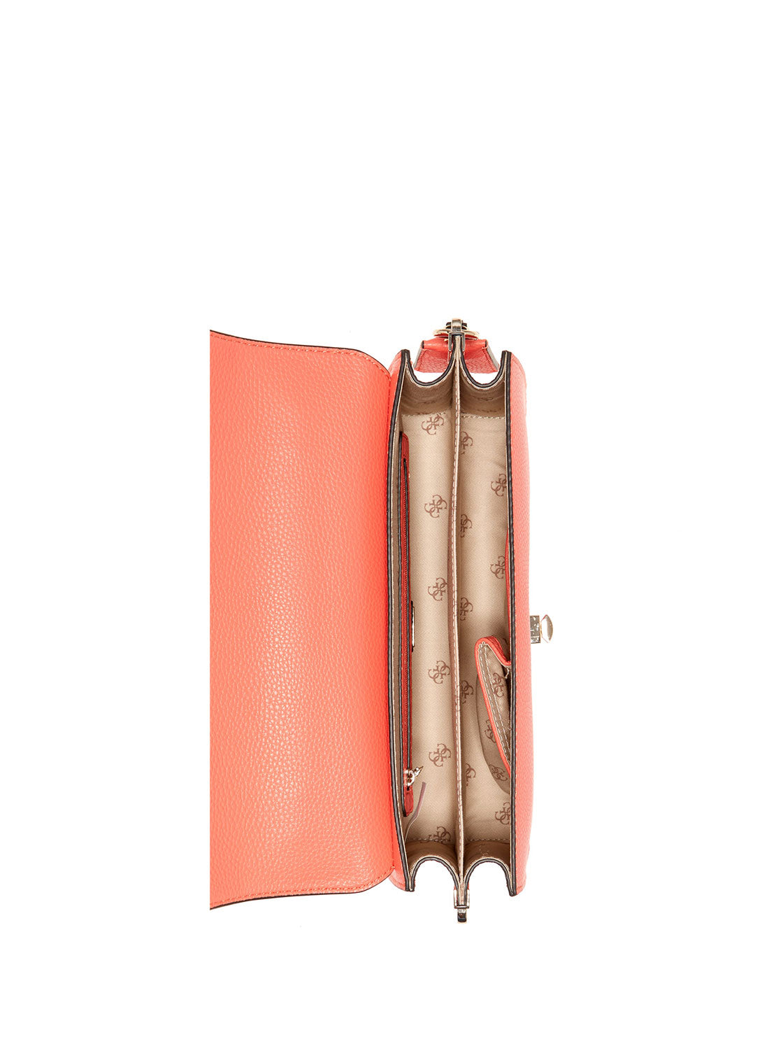 GUESS Womens Coral Orange Albury Crossbody Bag VG813121 Inside View