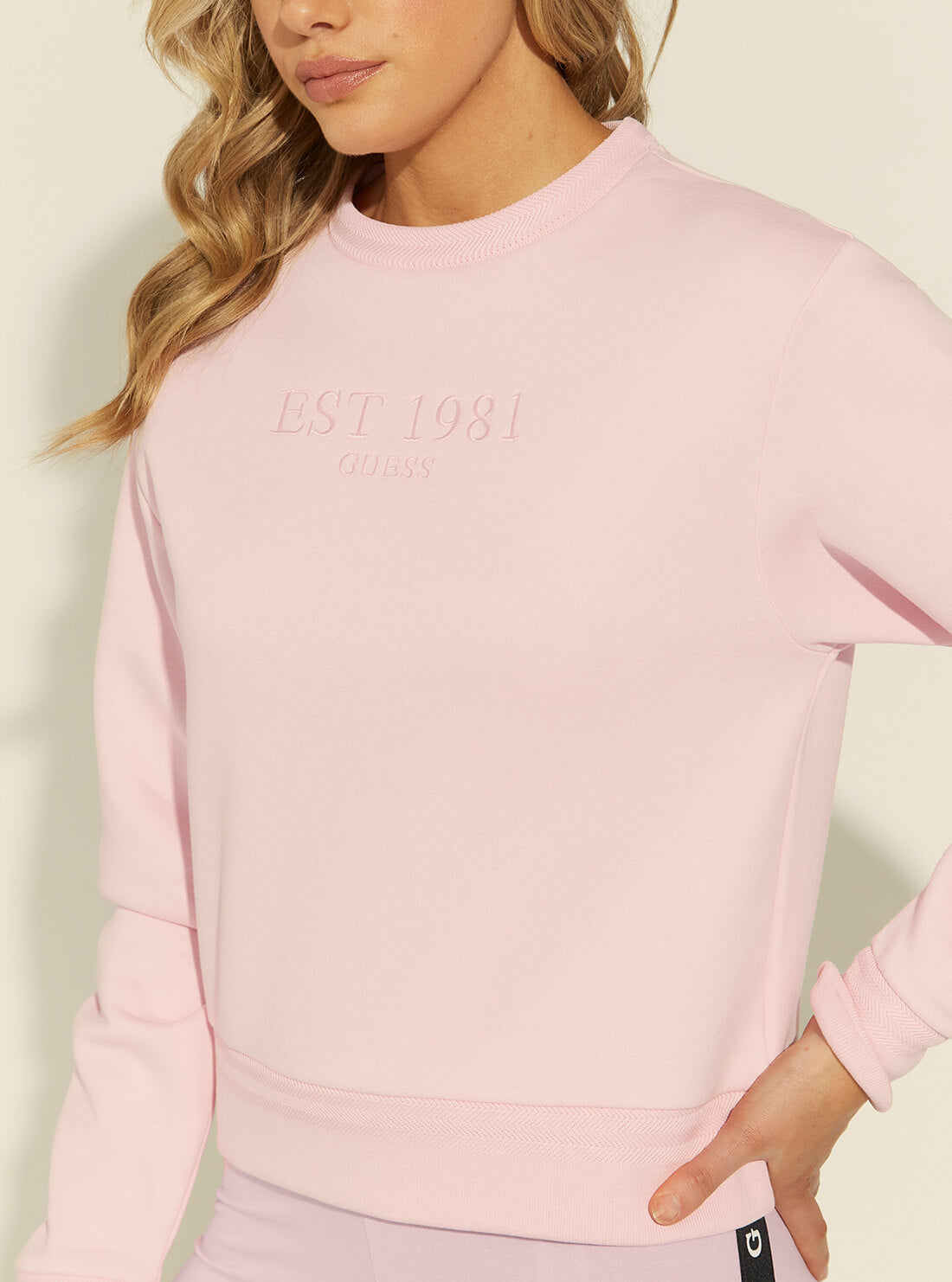 GUESS Womens Pink Cornelia Fleece Jumper W1YQ33K9Z21 Detail View