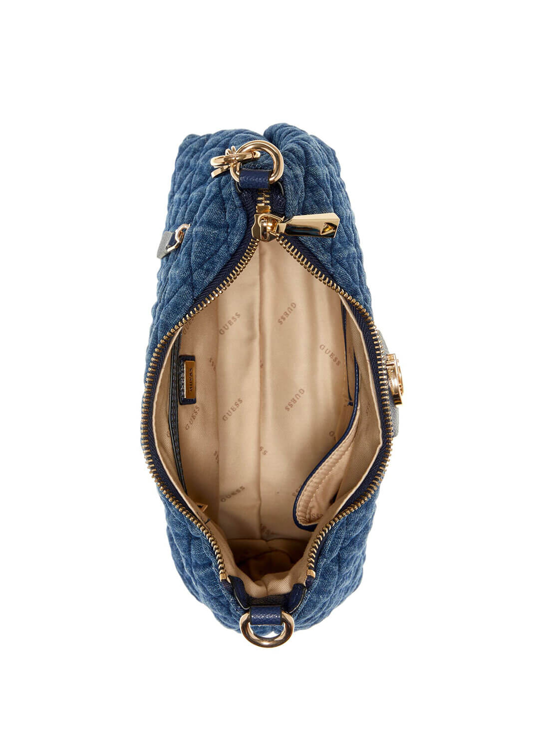 GUESS Women's Blue Denim Gillian Hobo Satchel DG839402 Inside View
