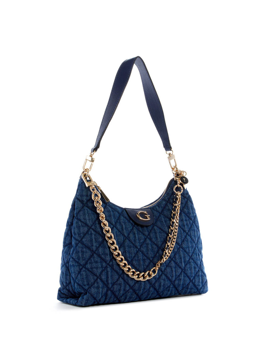 GUESS Women's Blue Denim Gillian Hobo Satchel DG839402 Front Side View