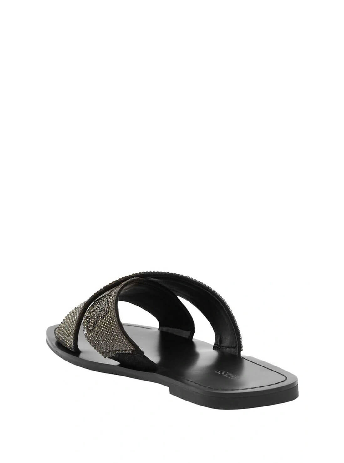 GUESS Womens Black Diamond Glitzin Sandals GLITZIN Back View