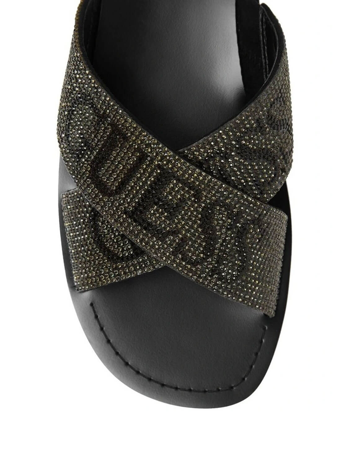 GUESS Womens Black Diamond Glitzin Sandals GLITZIN Top View