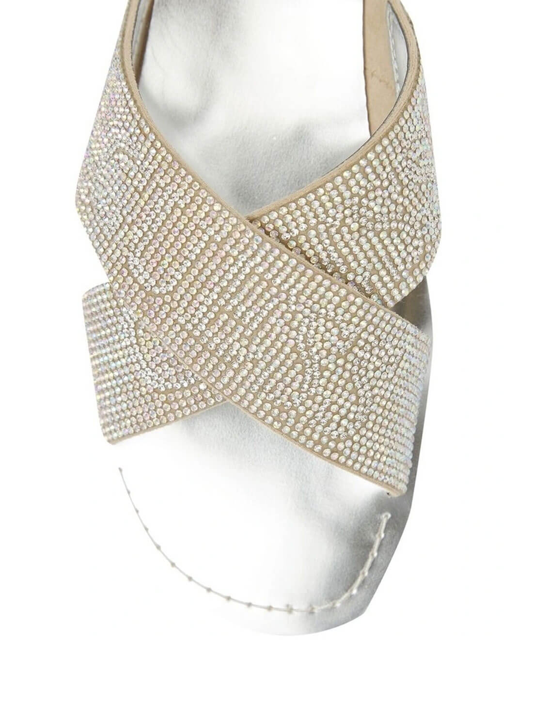 GUESS Womens Silver Diamond Glitzin Sandals GLITZIN Top View