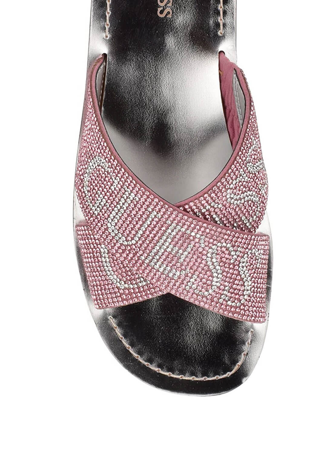 GUESS Womens Pink Diamond Glitzin Sandals GLITZIN Top View