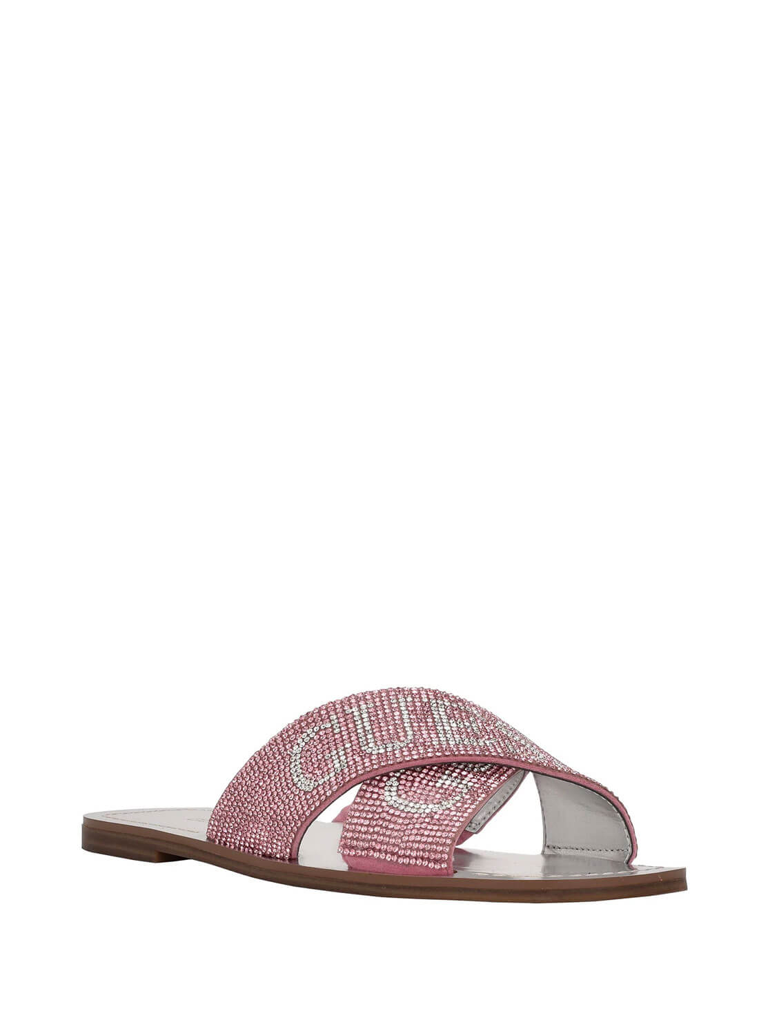 GUESS Womens Pink Diamond Glitzin Sandals GLITZIN Angle View