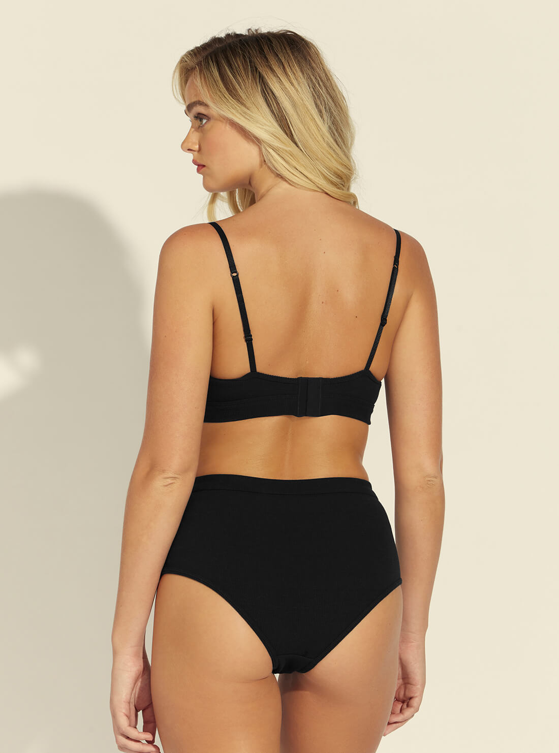GUESS Womens  Eco Black Addy Ribbed Bralette O1BC08RB00P Back View