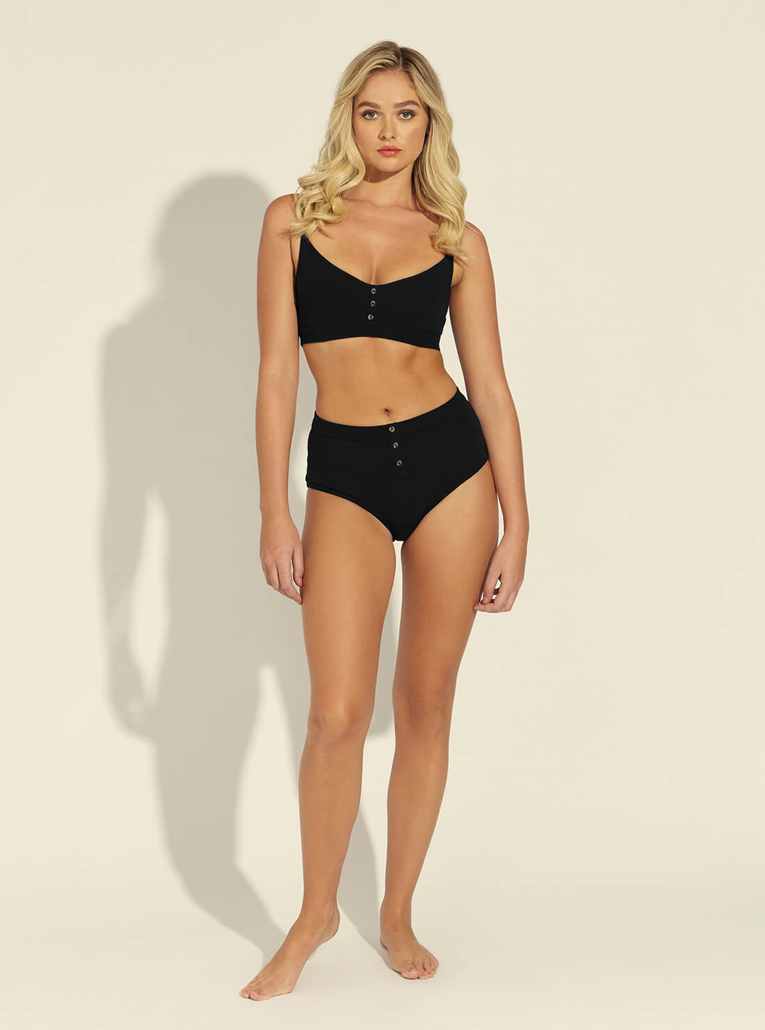 GUESS Womens  Eco Black Addy Ribbed Bralette O1BC08RB00P Full View