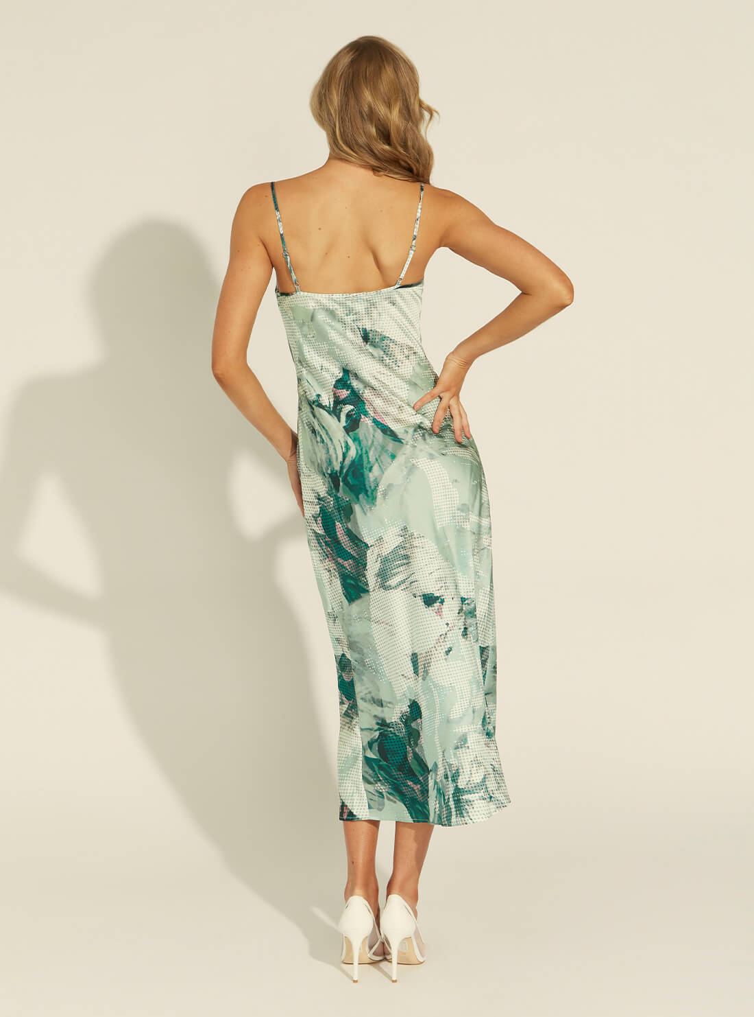 GUESS Womens Eco Green Multi Akilina Midi Slip Dress  W1YK1CWD8G0 Back View