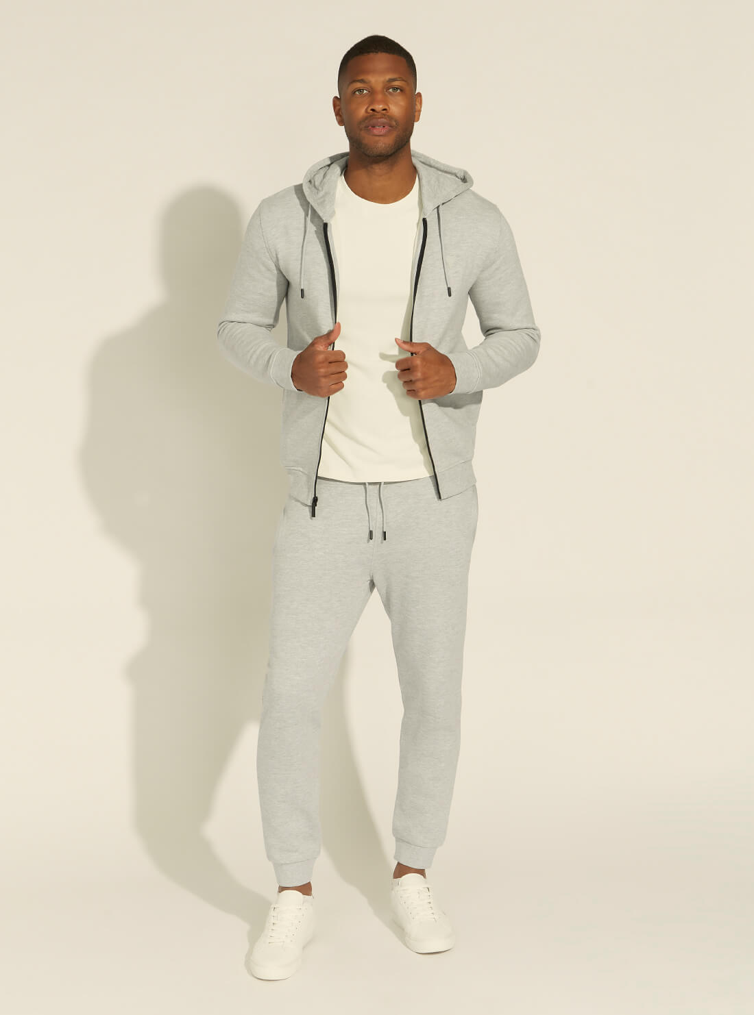 GUESS Mens Eco Grey Aldwin Zip-Up Jacket U1YA03K9V31 Full View
