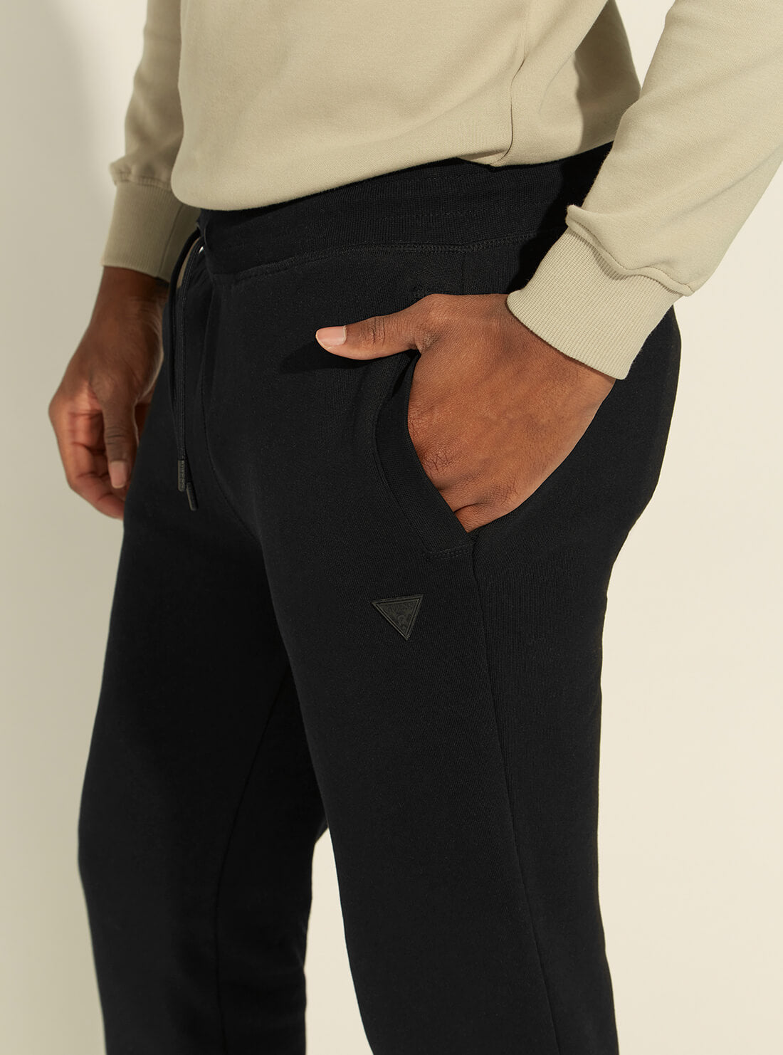 GUESS Mens Eco Black Aldwin Active Trackpants U1YA04K9V31 Detail View