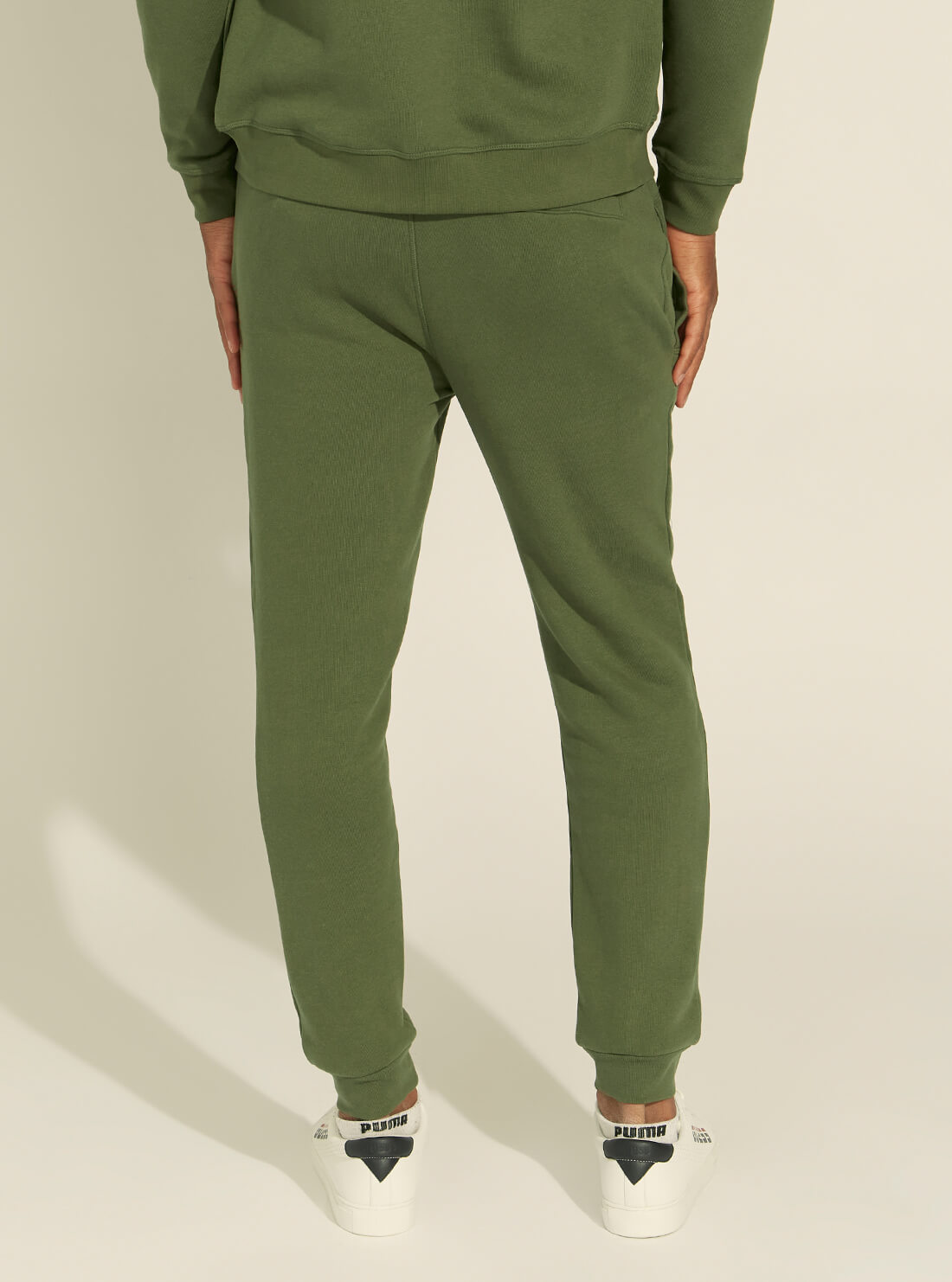 GUESS Mens Eco Olive Green Aldwin Active Trackpants U1YA04K9V31 Back View