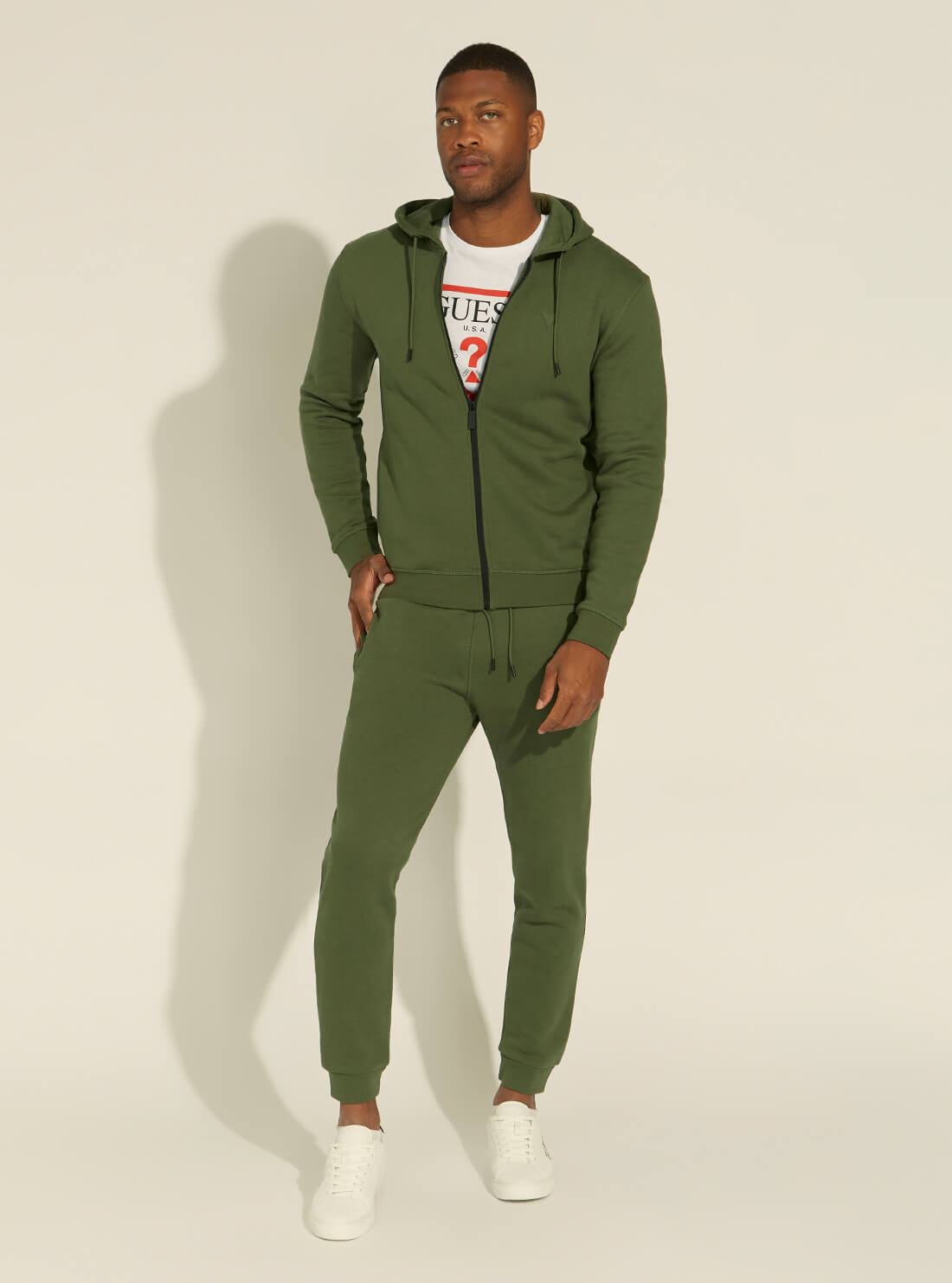 GUESS Mens Eco Olive Green Aldwin Active Trackpants U1YA04K9V31 Full View